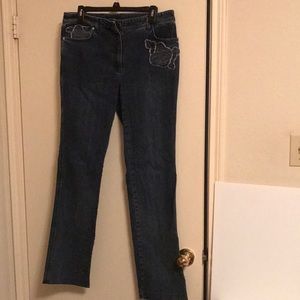 Escada floral appliqué jeans size 40 preowned